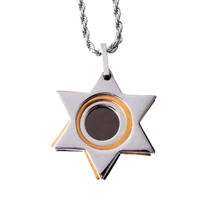 STAINLESS STEEL MULTI COLOR STAR OF DAVID PENDANT, 18" CHAIN - Picture 1 of 3