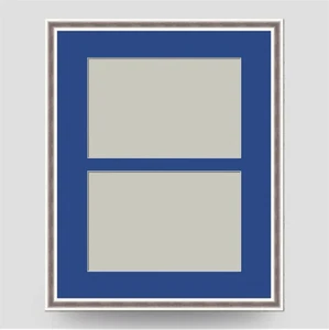 10x8 THIN SILVER PHOTO FRAME incl BLUE Mount for TWO 6x4 PICTURES MULTI APERTURE - Picture 1 of 7