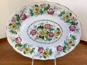 Booths England VICTORIA Oval Serving Platter ~Multicolored Florals 12 1/4” - Picture 1 of 11