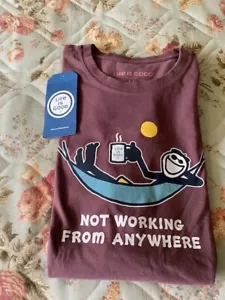 Life Is Good T Shirt Mens Medium Not Working Hammock Coffee Crusher Tee - Picture 1 of 3