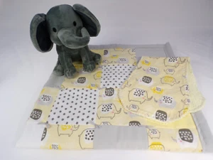NUEVO EE. UU. Edredón para bebé hecho a mano y tela para eructar franela de algodón 37" 36" con elefante C25 - Imagen 1 de 9