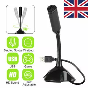USB Computer Mini Condenser Microphone Stand Recording Mic For PC Desktop Laptop - Picture 1 of 12