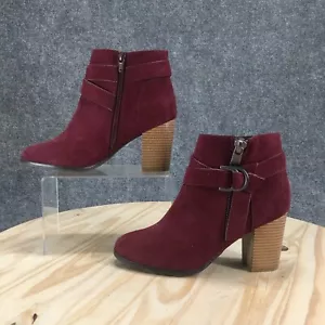 Apt.9 Boots Womens 7 M Advisor Ankle Bootie Burgundy Casual Comfort Block Heels - Picture 1 of 18