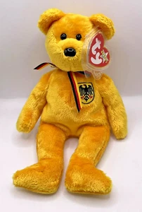 TY BEANIE BABY PRINZ VON GOLD - BÄR - NEUWERTIG - NICHT MEHR PRODUZIERT MIT ETIKETT - Bild 1 von 1