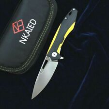 Drop Point Folding Knife Pocket Hunting Survival Flipper D2 Steel G10 Handle EDC