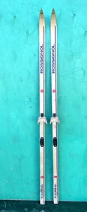 NICE OLD VINTAGE 75" Snow Skis Have RED BLUE GRAY Finish GREAT DECORATION - Picture 1 of 3