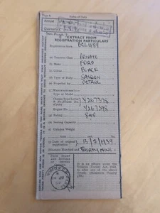 FORD PRIVATE SALOON BLACK RF60 LOG BOOK AUTOMOBILIA PRE-WAR 1939 BCL 489 - Picture 1 of 3