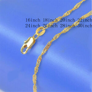 1P 16-18-20-22-24-26-28-30inch 18K Yellow Gold Filled Water Wave Chain Necklaces