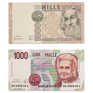 Italie - LOT 2 billets 1000 lire 1988 - 1993 - Marco Polo - Montessori - NEUFS - Imagen 1 de 2