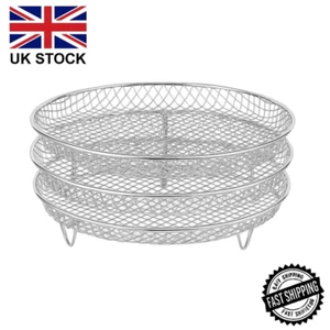 Air Fry Basket Round Stainless Steel Air Fryer Baking Tray Steaming Cooling Rack - Picture 1 of 8