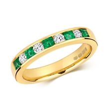 0.26ct Diamant Ewigkeit Emerald Ring Größen J-Q Gelbgold