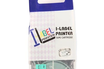 i Label Printer Tape Cartridge Green Tape/ Black Ink Sealed New 9mm - Image 1 of 3