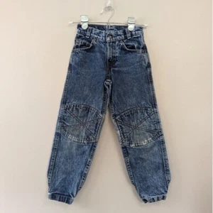 Vintage Levis Boys Quilted Double Knee Trashed Distressed Jeans Size 8 - Picture 1 of 14