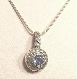 Sterling Silber runder blauer Edelstein Anhänger Halskette 18" Kette - Bild 1 von 3