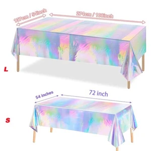 Tablecloth Iridescence Laser Shiny Rectangle Waterproof Table Covers Foil Party - Picture 1 of 14