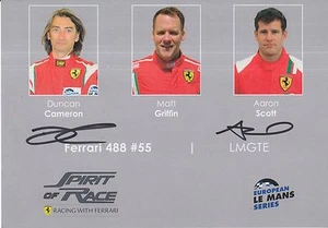 CAMERON, SCOTT FIRMADA A MANO FERRARI LE MANS/TARJETA PROMOCIONAL WEC 2017. - Imagen 1 de 1