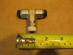 Parker S63PB10-3/8 10mm X 3/8” BSPT Swivel Branch Tee Brass Push To Connect Pres - Picture 1 of 7