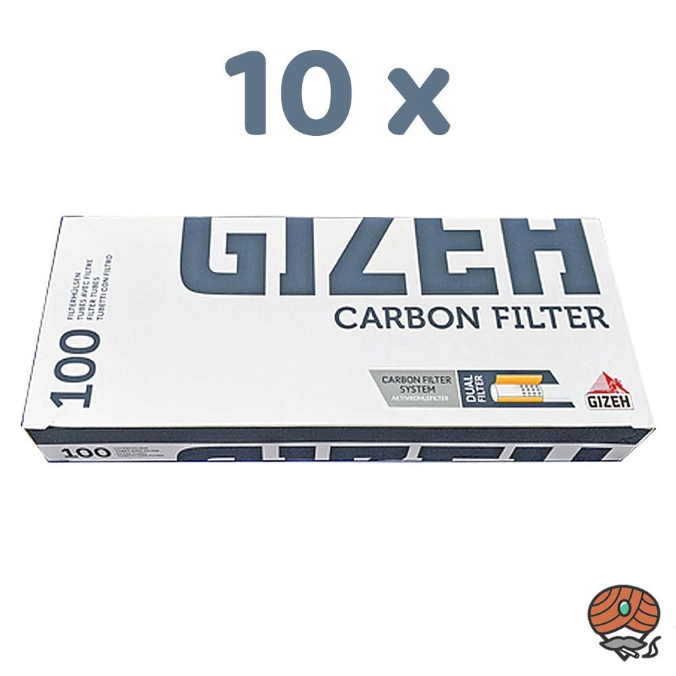 10 x 100 GIZEH Carbon Zigarettenhülsen / Filterhülsen Aktivkohle - Bild 1 von 1