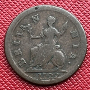 Great Britain UK 1722 Copper Farthing. George I. Excellent Eye Appeal. KM# 556 - Picture 1 of 2