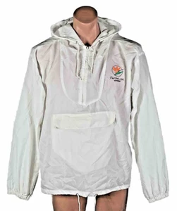 Rare Vintage Tandem Computers First Cabin Club White Anorak Windbreaker M - Afbeelding 1 van 9
