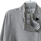 CAbi Women's Windowpane Jacket Button Front Style Black & White Check Sz L 3173