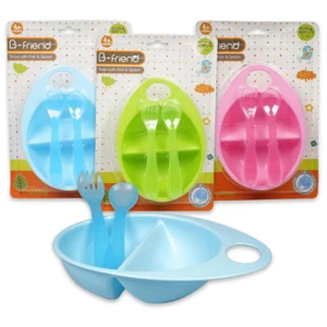 2 BPA Free Baby Bowl Feeding Dish Spoon Fork Container Kids Plate Toddler Child - Picture 1 of 1