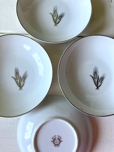 4 Meiyo China Nippon MEY14 Japan Fruit Bowls Silver Platinum Wheat Antique 1910s - Picture 1 of 10