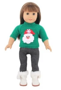 Holiday Christmas Sweater Outfit, "Santa Outfit", Made for 18 Inch Dolls - Picture 1 of 4