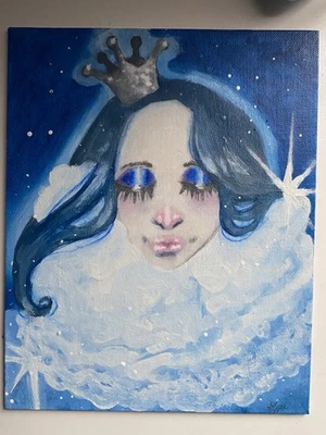 Pintura de fantasía de princesa de nieve celestial en tablero de lienzo de 8x10 Foto 1 de 4