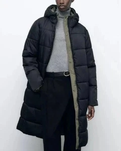 ZARA LONG REVERSIBLE ANORAK COAT WITH WATER & WIND PROTECTION Size L R 8073/275 - Picture 1 of 10