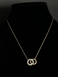 Collar de círculos entrelazados infinitos vinculados eternidad de diamantes de oro de 14k - Imagen 1 de 8