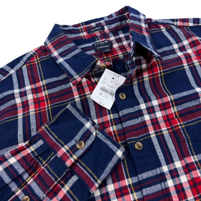 J Crew Flannel Shirt Mens Size L Classic Fit Red & Navy Plaid NWT - Image 1 of 4