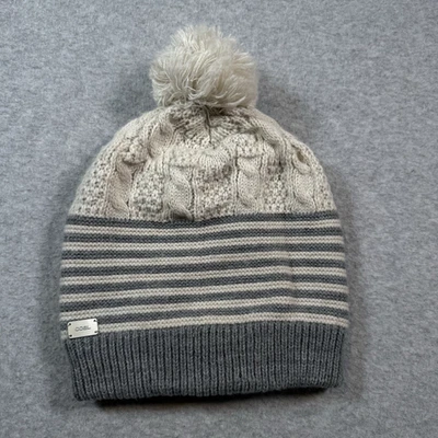 Gorro de punto Coal Pom Top gris beige a rayas forrado de vellón Gorpcore esquí al aire libre Foto 1 de 4