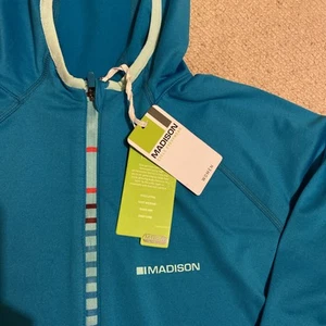 BNWT Madison cycling jacket Women Size 10, with hood, vibrant blue, quarter zip - Picture 1 of 15