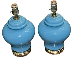 Ginger Jar Lamps Pair of Petite Robin Egg Blue Tested - Picture 1 of 4
