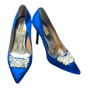 Badgley Mischka Damenschuh Serra Strass-Absatz Größe 9 Hochzeit blau Satin-Pump - Bild 1 von 10