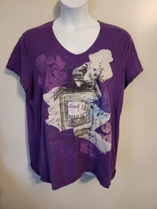 Camiseta JMS Just My Size botella de perfume estampado gráfico púrpura 3X - Imagen 1 de 2