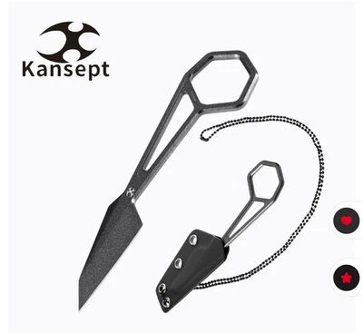 Kansept Cuchillos Cuello Hexagonal Cuchillo Fijo 2" 14C28N Sandvik Hoja de Acero Una Pieza Foto 1 de 2