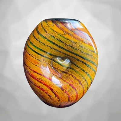 Dale Tiffany Hand-Blown Glass Vase – Multicolor Swirl with Heart-Shaped Center - Image 1 of 4