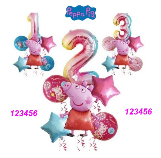 Peppa Wutz Folienballon Peppa Pig Ballons Zahl 1 2 3 4 5 6 Mädchen Geburtstag - Bild 1 von 1