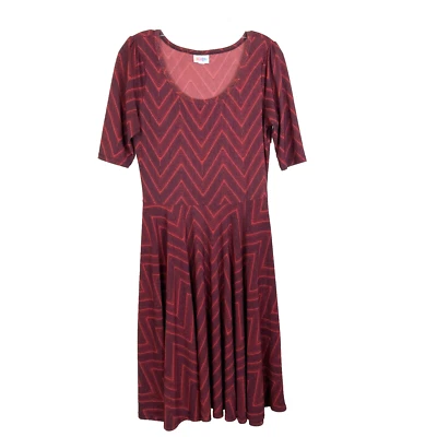 Платье миди Lularoe Fit & Flare размер M ржавчина оранжевое черное эластичное рукав - Изображение 1 из 4