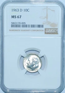 1963 D NGC MS67 Roosevelt Dime - Picture 1 of 2