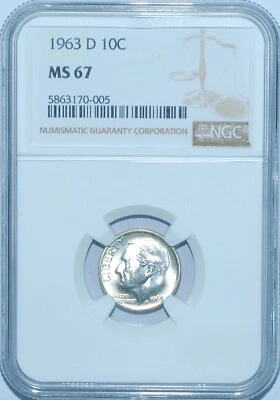 1963 D NGC MS67 Roosevelt Dime - Image 1 of 2