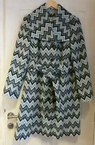 Coat Jacket zig zag grey black White zara Look Chevron Wool Blend 14 16 new - Picture 1 of 5