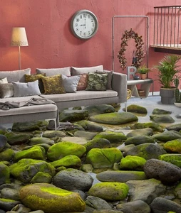 3D Moss Stone K1514 Floor WallPaper Murals Wallpaper Mural Print Panda 2023 - Picture 1 of 11