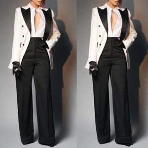Black and White Women Suit Wedding Formal Business Office Ladies Work Wear 2pcs - Picture 1 of 11