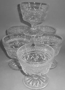 Anchor Hocking Wexford 6 vasos de vidrio transparente sorbete de postre platos años 50 EE. UU. - Imagen 1 de 6