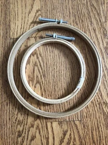 Lot Of 2 Wood Embroidery Frame Hoops Screw Closure 4” 6” Hudson’s  Cross Stitch - Picture 1 of 5