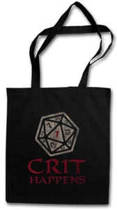 CRIT HAPPENS STOFFTASCHE EINKAUFSTASCHE Dungeons Gamer Games & RPG Dragons Dice - Picture 1 of 1