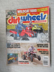DIRT WHEELS MAGAZINE FEBRUARY 2012 WILDCAT 1000 TERYX4 RAPTOR 250 HONDAS ATV'S - Picture 1 of 2